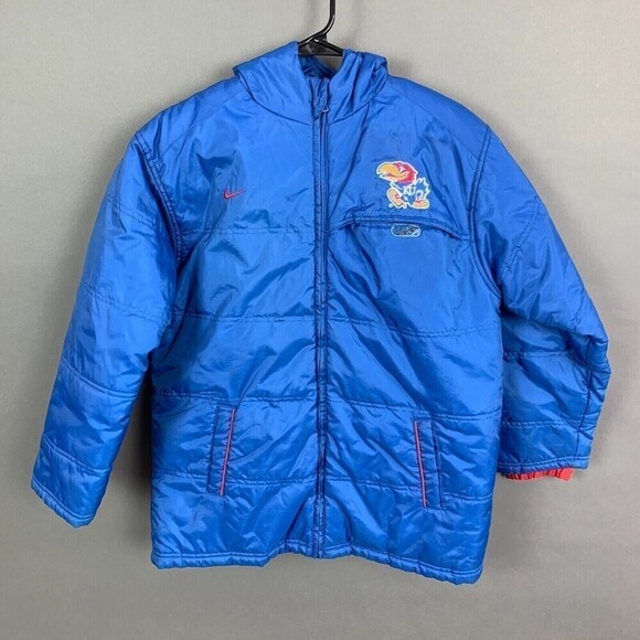 Nike Team KU University of Kansas Jayhawks Blue Full Zip Hooded Coat Medium - Picture 1 of 8